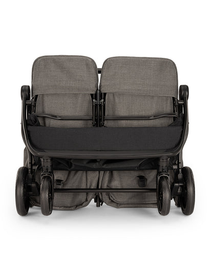 Nuna TRVL Dubl Twin Stroller-With Cup Holder-Individually Adjustable Near Flat Reclining Seat-One Hand Fold-Large Storage Basket-2 Years Warranty- For 0 to 4Y (Upto 22 Kg)-Granite