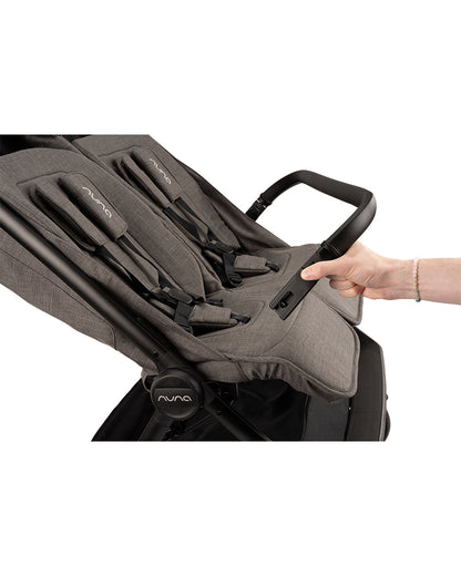 Nuna TRVL Dubl Twin Stroller-With Cup Holder-Individually Adjustable Near Flat Reclining Seat-One Hand Fold-Large Storage Basket-2 Years Warranty- For 0 to 4Y (Upto 22 Kg)-Granite