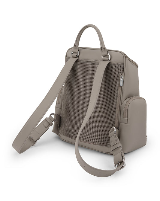 Nuna Essential Diaper Bag-Backpack-Changing Pad With Magnetic Closure-Removable Toiletry Pouch-Back Pocket Unzips Into Trolley Sleeve-Taupe