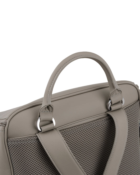 Nuna Essential Diaper Bag-Backpack-Changing Pad With Magnetic Closure-Removable Toiletry Pouch-Back Pocket Unzips Into Trolley Sleeve-Taupe