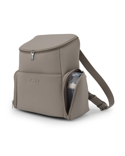 Nuna Essential Diaper Bag-Backpack-Changing Pad With Magnetic Closure-Removable Toiletry Pouch-Back Pocket Unzips Into Trolley Sleeve-Taupe