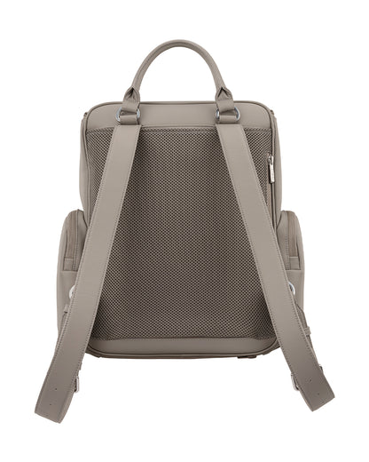 Nuna Essential Diaper Bag-Backpack-Changing Pad With Magnetic Closure-Removable Toiletry Pouch-Back Pocket Unzips Into Trolley Sleeve-Taupe