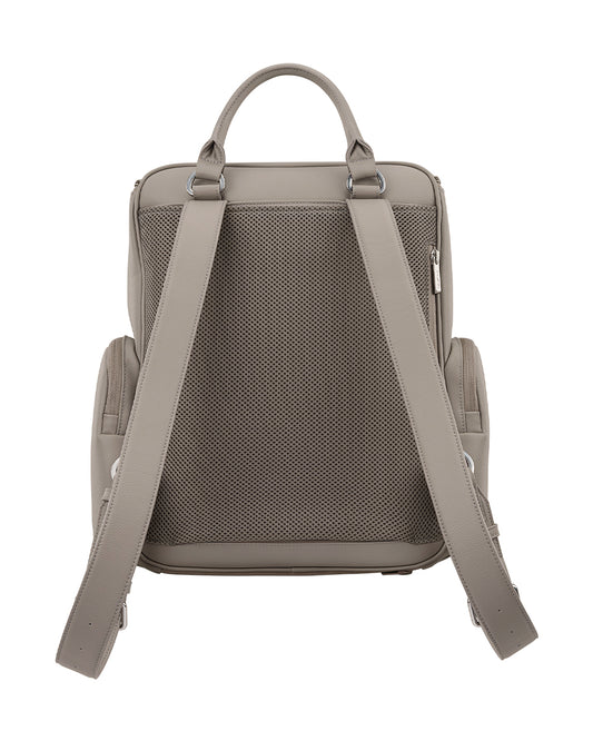 Nuna Essential Diaper Bag-Backpack-Changing Pad With Magnetic Closure-Removable Toiletry Pouch-Back Pocket Unzips Into Trolley Sleeve-Taupe