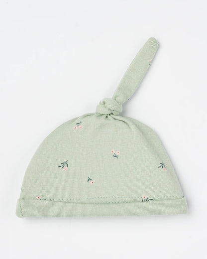 Beelittle Pastel Green Caps, Booties & Mittens Set-Blossom-Cotton-For Infants