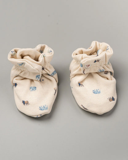 Beelittle Beige Caps, Booties & Mittens Set-Dusty Safari-Cotton-For Infants
