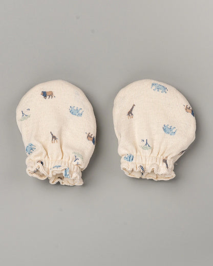 Beelittle Beige Caps, Booties & Mittens Set-Dusty Safari-Cotton-For Infants