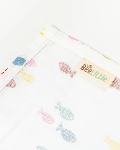 BeeLittle Baby Bath Towel-100% Anti-Bacterial and Double Layered Cotton Fabric-Funky Fish