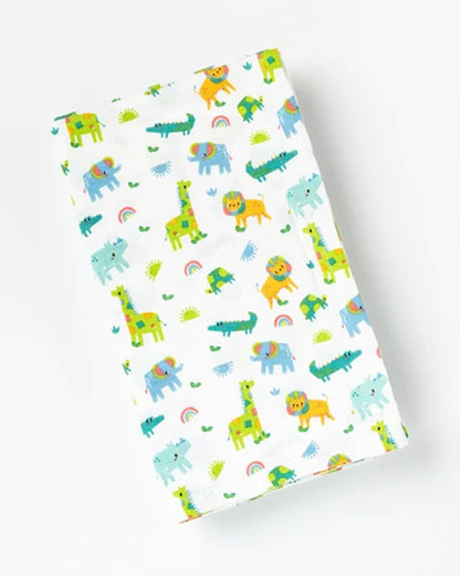 BeeLittle Baby Bath Towel-100% Anti-Bacterial and Double Layered Cotton Fabric-Jungle Wingle