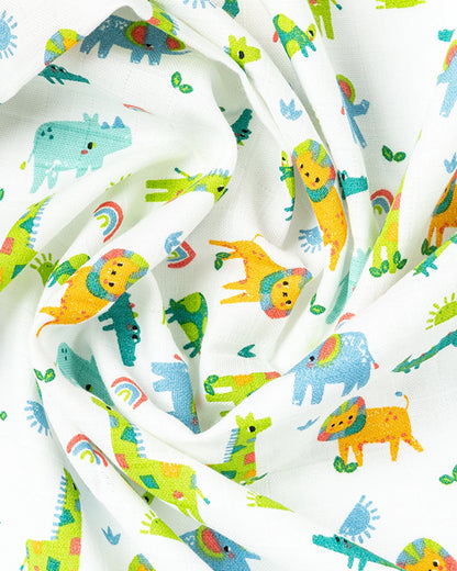 BeeLittle Baby Bath Towel-100% Anti-Bacterial and Double Layered Cotton Fabric-Jungle Wingle