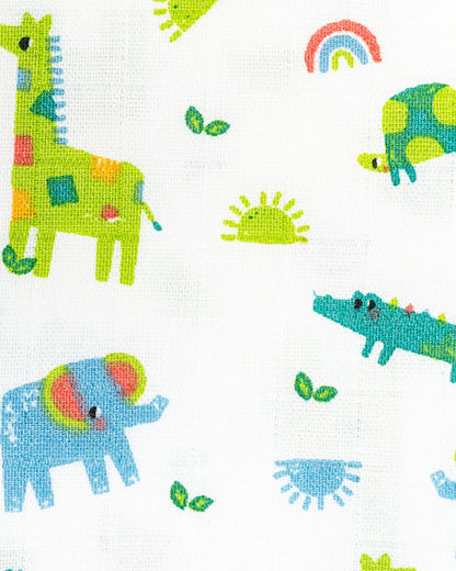 BeeLittle Baby Bath Towel-100% Anti-Bacterial and Double Layered Cotton Fabric-Jungle Wingle