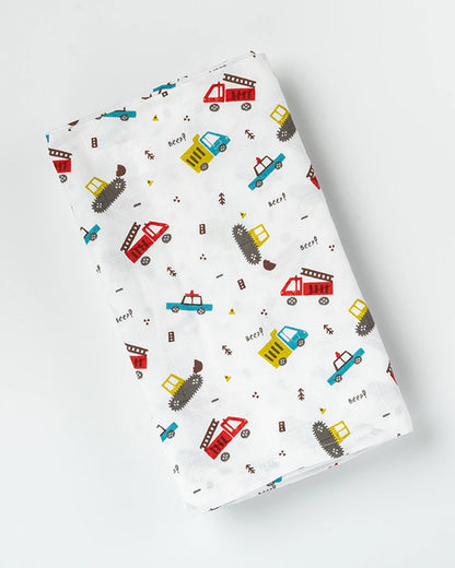 BeeLittle Baby Bath Towel-100% Anti-Bacterial and Double Layered Cotton Fabric-Tanker Truck