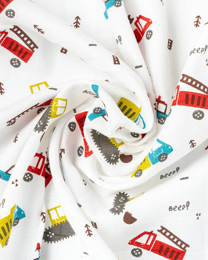 BeeLittle Baby Bath Towel-100% Anti-Bacterial and Double Layered Cotton Fabric-Tanker Truck