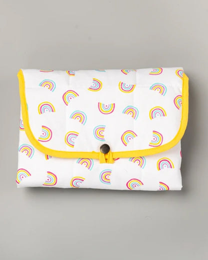 BeeLittle Diaper Changing Mat-With Built-in Pocket-Organic Cotton-Rainbows