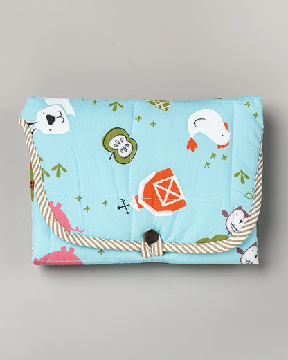 BeeLittle Diaper Changing Mat-With Built-in Pocket-Organic Cotton-Farm Frenzy