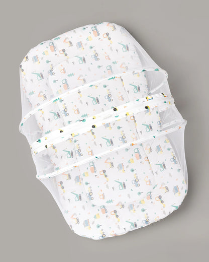 BeeLittle Baby Gadda Set-With Mosquito Net-Organic Cotton-Multicolor-Dump Truck-For Infants