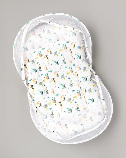 BeeLittle Baby Gadda Set-With Mosquito Net-Organic Cotton-Multicolor-Dump Truck-For Infants
