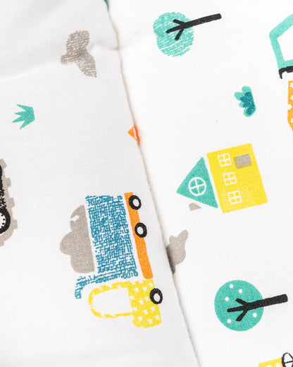BeeLittle Baby Gadda Set-With Mosquito Net-Organic Cotton-Multicolor-Dump Truck-For Infants