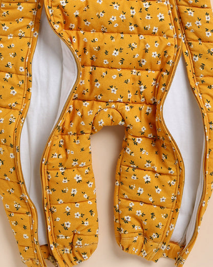 Cot & Candy Baby Mustard Quilted Sleepsuit-Floral Print-Cotton-For Infants