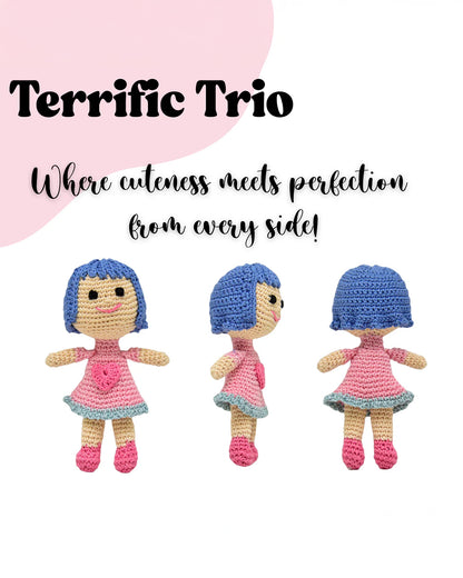 Happy Threads Super Cute Terrific Mini Crochet Doll-Handcrafted-Easily Washable-3M+