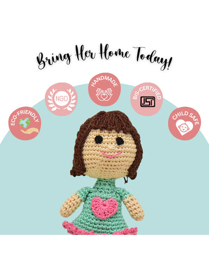 Happy Threads Dainty Mini Crochet Doll-Handcrafted-Easily Washable-3M+