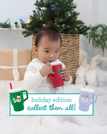 Infantino My 1st Tumbler-100% Premium Silicone-Easy to Grip Handle-Christmas Tree-6M+