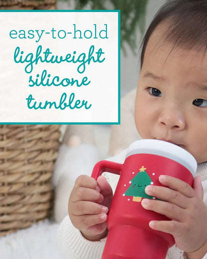 Infantino My 1st Tumbler-100% Premium Silicone-Easy to Grip Handle-Christmas Tree-6M+