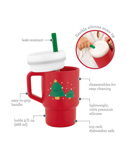 Infantino My 1st Tumbler-100% Premium Silicone-Easy to Grip Handle-Christmas Tree-6M+