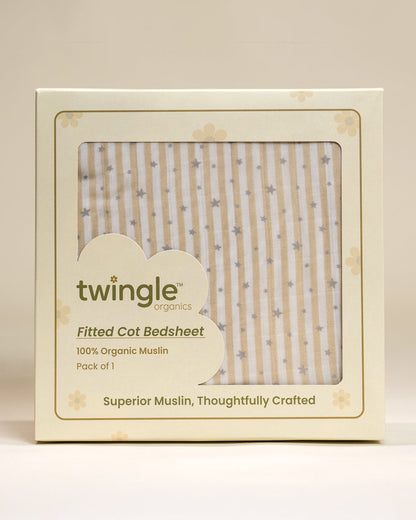 Twingle 100% Organic Muslin Sleepy Owls Baby Bedding Set-Pack of 5-Reversible Quilt, All-round Elastic Bedsheet, Pillow & Bolsters-Eco Certified Genesta baby safe Inks-White & Blue-For Infants