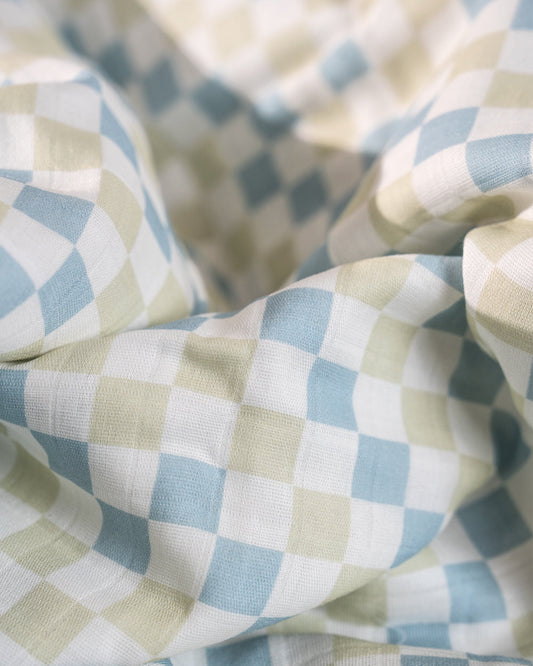 Twingle 100% Organic Muslin Swaddle & Blanket Set-Little Drivers-Generously Sized Swaddles & 4-Layer Muslin Blanket-All-Season Comfort-White & Blue-For Infants