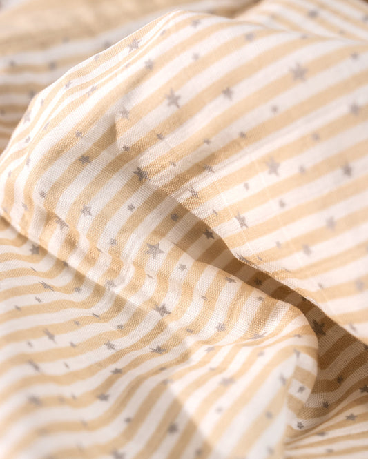 Twingle 100% Organic Muslin Sleepy Owls Baby Bedding Set-Pack of 5-Reversible Blanket, All-round Elastic Bedsheet, Pillow & Bolsters-Eco Certified Genesta baby safe Inks-White & Blue-For Infants