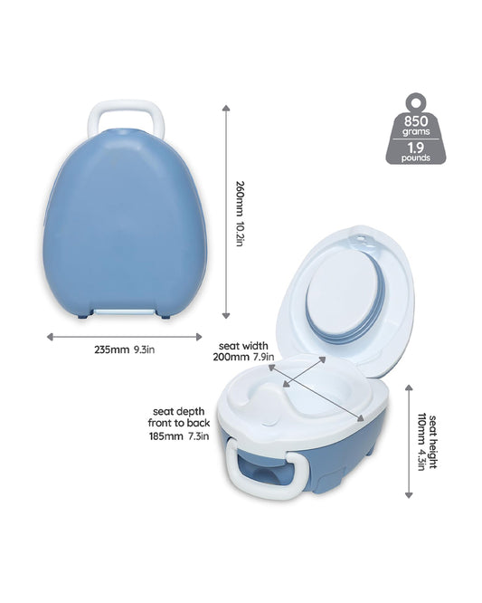 My Carry Potty Ocean Portable Potty Chair-With Water Tight Seal-Extra Tall Splash Guard & Non Slip Feet-15M+