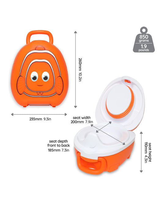 My Carry Potty Clownfish Portable Potty Chair-With Water Tight Seal-Extra Tall Splash Guard & Non Slip Feet-15M+