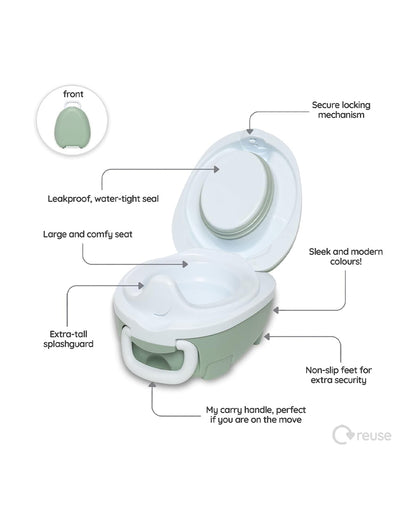 My Carry Potty Sage Portable Potty Chair-With Water Tight Seal-Extra Tall Splash Guard & Non Slip Feet-15M+