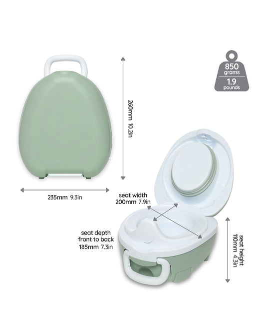 My Carry Potty Sage Portable Potty Chair-With Water Tight Seal-Extra Tall Splash Guard & Non Slip Feet-15M+