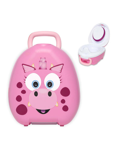 My Carry Potty Pink Dragon Portable Potty Chair-With Water Tight Seal-Extra Tall Splash Guard & Non Slip Feet-15M+