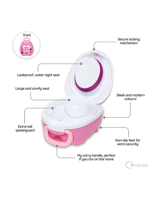 My Carry Potty Pink Dragon Portable Potty Chair-With Water Tight Seal-Extra Tall Splash Guard & Non Slip Feet-15M+
