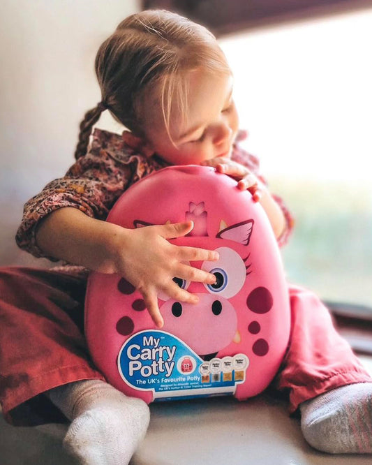 My Carry Potty Pink Dragon Portable Potty Chair-With Water Tight Seal-Extra Tall Splash Guard & Non Slip Feet-15M+