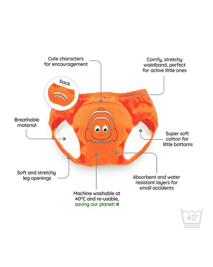 My Carry Potty Clownfish My Little Training Pants-With Comfortable & Strechtable Waistband-3 Layer Absorbency & Super Soft Cotton-Pack of 3