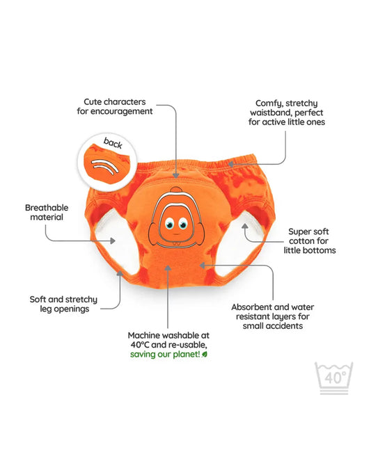 My Carry Potty Clownfish My Little Training Pants-With Comfortable & Strechtable Waistband-3 Layer Absorbency & Super Soft Cotton-Pack of 3