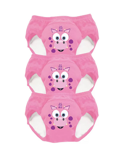 My Carry Potty Pink Dragon My Little Training Pants-With Comfortable & Strechtable Waistband-3 Layer Absorbency & Super Soft Cotton-Pack of 3