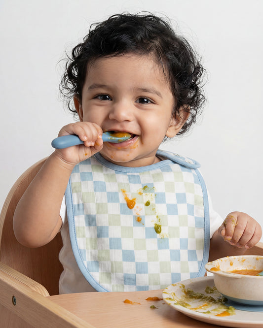 Twingle 100% Organic Muslin Bib-Soft Terry on the Back for maximum Absorbency-Trusted YKK Snaps-Drivers & Checks Print-Pack of 2-For Infants