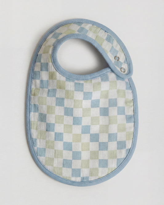 Twingle 100% Organic Muslin Bib-Soft Terry on the Back for maximum Absorbency-Trusted YKK Snaps-Drivers & Checks Print-Pack of 2-For Infants