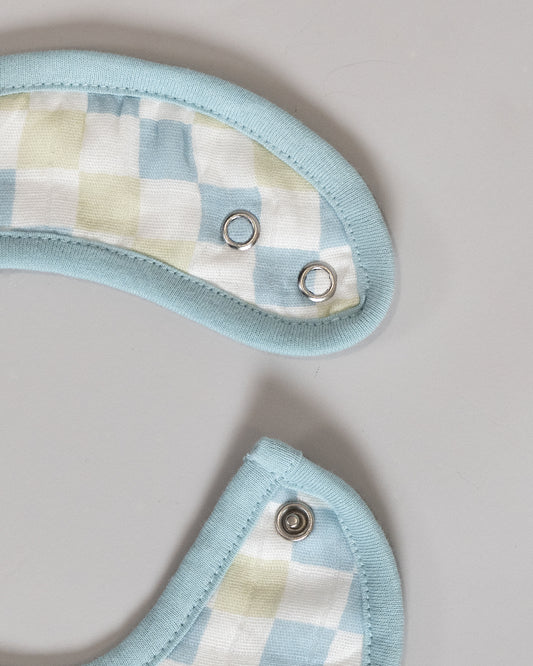Twingle 100% Organic Muslin Bib-Soft Terry on the Back for maximum Absorbency-Trusted YKK Snaps-Drivers & Checks Print-Pack of 2-For Infants