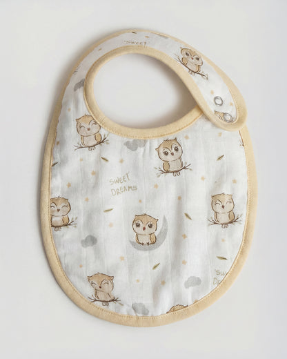 Twingle 100% Organic Muslin Bib-Soft Terry on the Back for maximum Absorbency-Trusted YKK Snaps-Owls & Stars Print-Pack of 2-For Infants