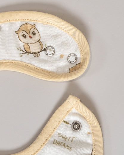 Twingle 100% Organic Muslin Bib-Soft Terry on the Back for maximum Absorbency-Trusted YKK Snaps-Owls & Stars Print-Pack of 2-For Infants