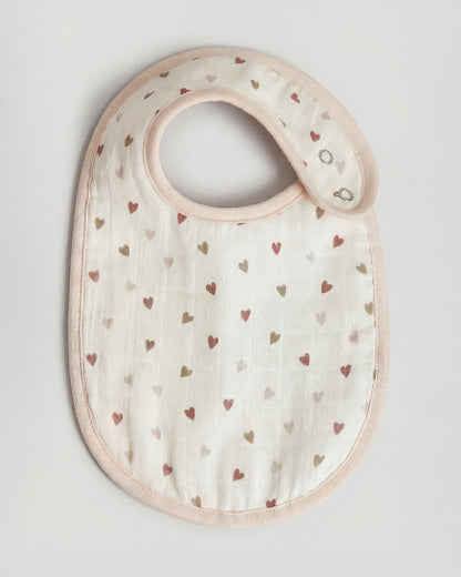 Twingle 100% Organic Muslin Bib-Soft Terry on the Back for maximum Absorbency-Trusted YKK Snaps-Deer & Hearts Print-Pack of 2-For Infants