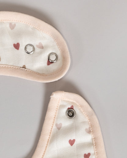 Twingle 100% Organic Muslin Bib-Soft Terry on the Back for maximum Absorbency-Trusted YKK Snaps-Deer & Hearts Print-Pack of 2-For Infants