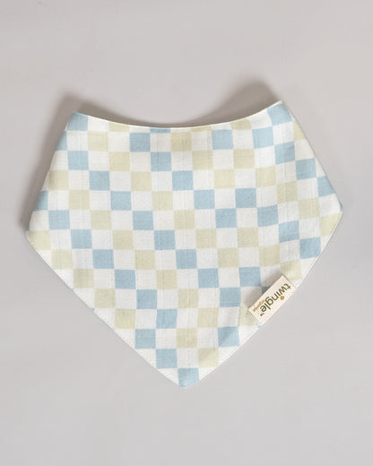 Twingle 100% Organic Muslin Bandana Bib-Dual Layer for Maximum Absorbency-Trusted YKK Snaps-Drivers & Checks Print-Pack of 2-For Infants