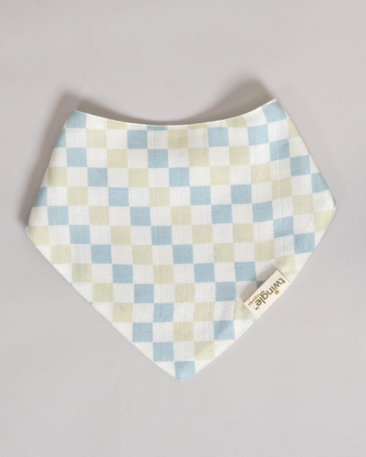 Twingle 100% Organic Muslin Bandana Bib-Dual Layer for Maximum Absorbency-Trusted YKK Snaps-Drivers & Checks Print-Pack of 2-For Infants