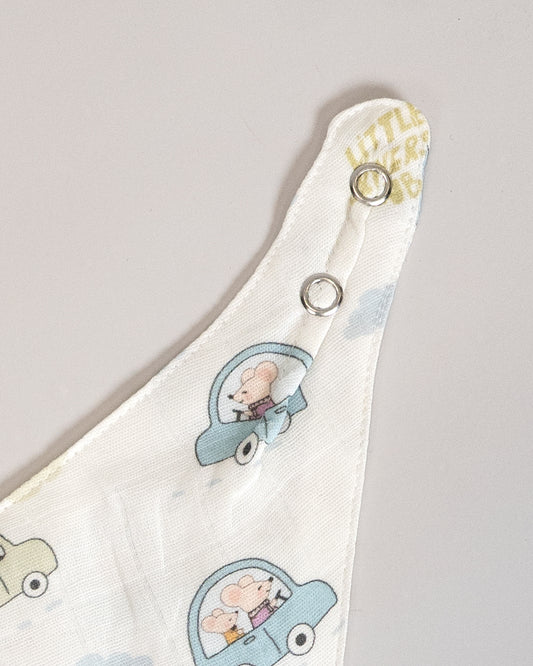 Twingle 100% Organic Muslin Bandana Bib-Dual Layer for Maximum Absorbency-Trusted YKK Snaps-Drivers & Checks Print-Pack of 2-For Infants